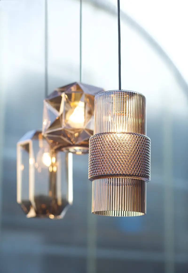 suspension moderne en verre bronze