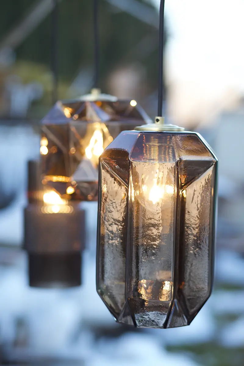 suspension moderne en verre bronze