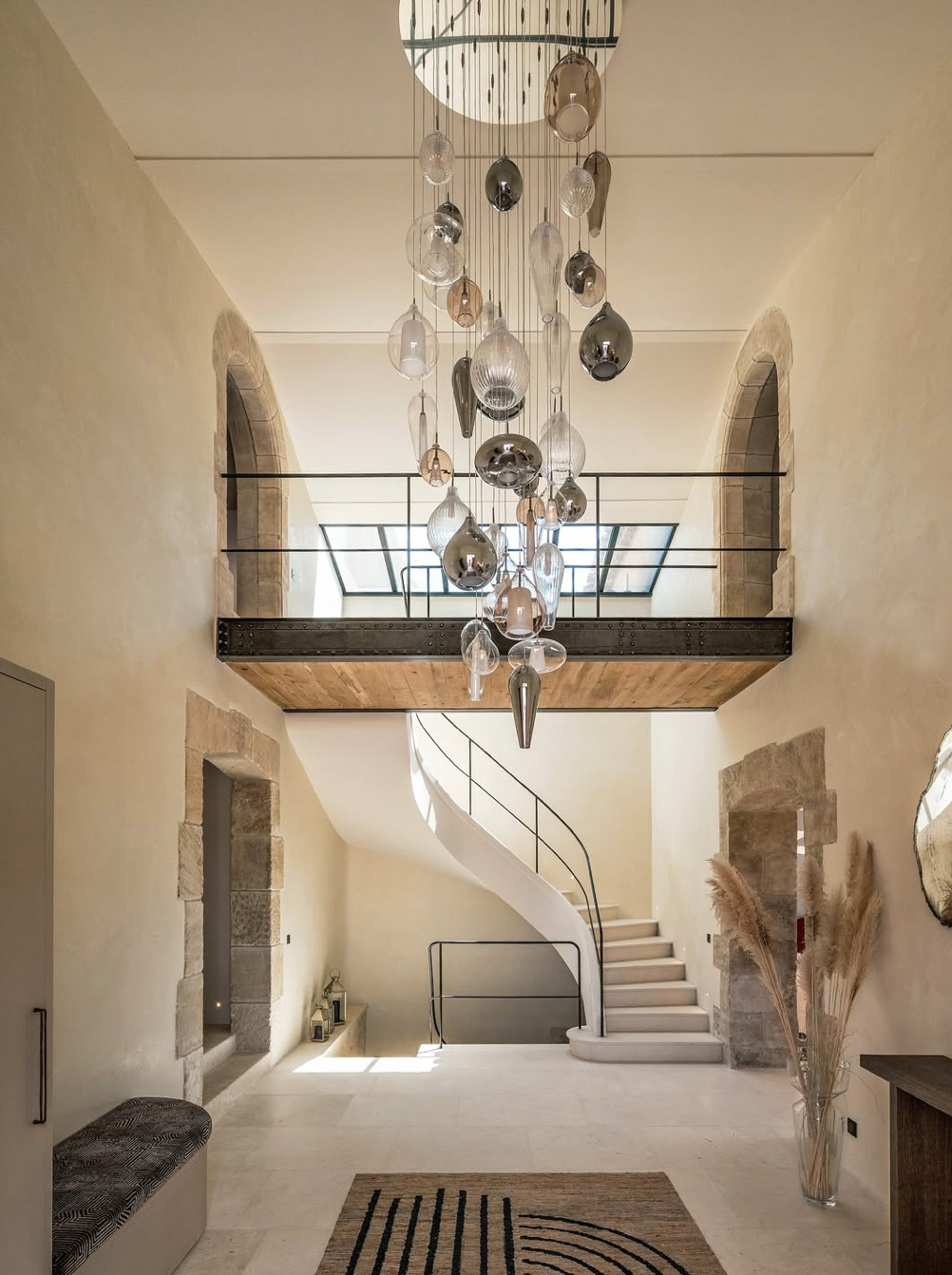 grande suspension moderne en verre